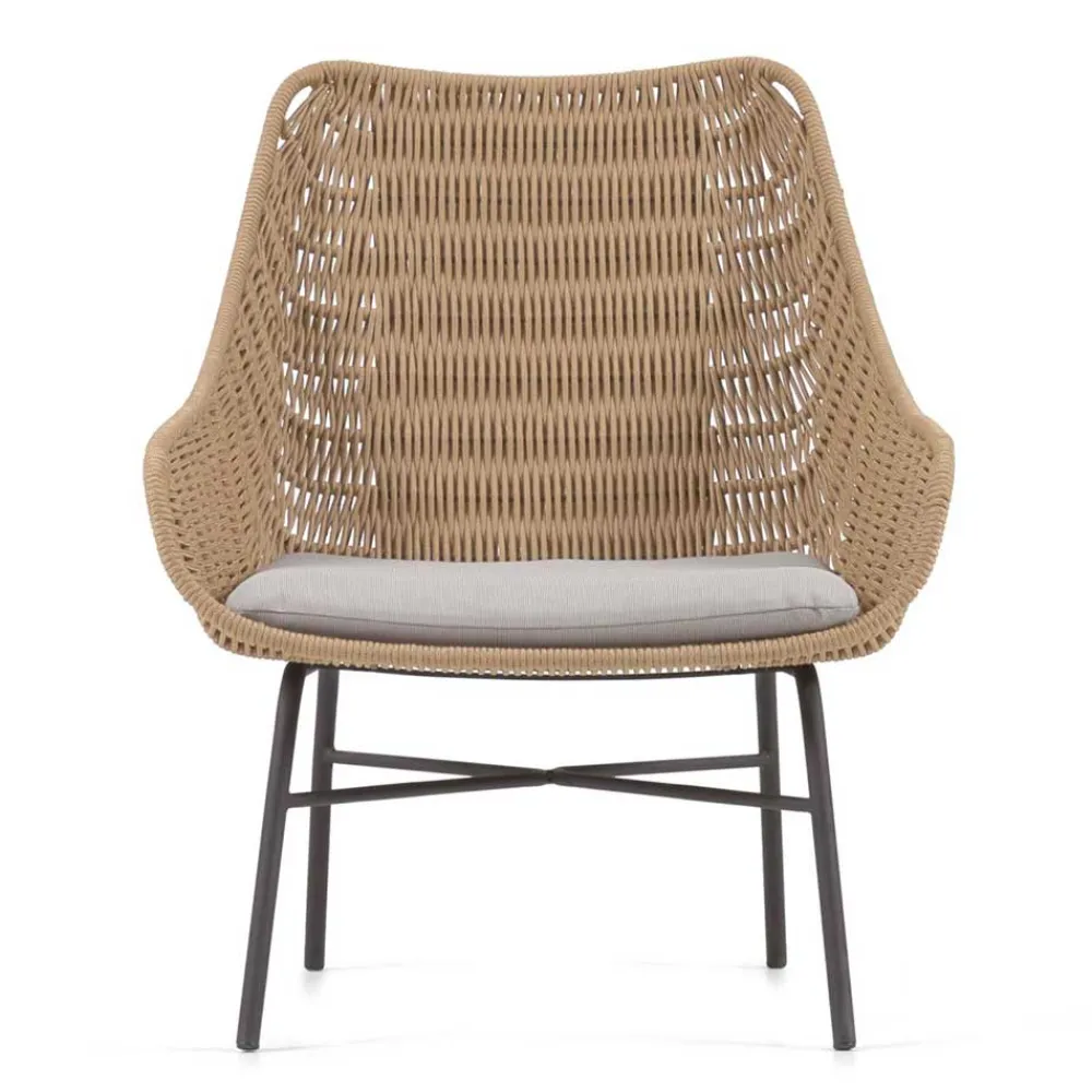 Wohnen Rattanmöbel*Loungestuhl aus Kordelgeflecht in Beige - Abecra (2er Set)
