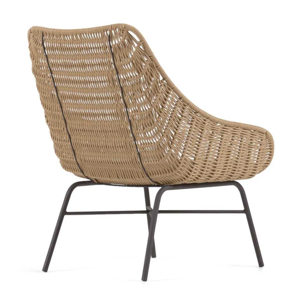 Wohnen Rattanmöbel*Loungestuhl aus Kordelgeflecht in Beige - Abecra (2er Set)