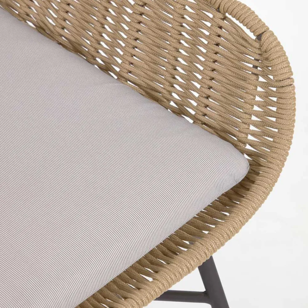 Wohnen Rattanmöbel*Loungestuhl aus Kordelgeflecht in Beige - Abecra (2er Set)
