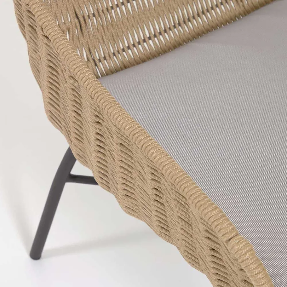 Wohnen Rattanmöbel*Loungestuhl aus Kordelgeflecht in Beige - Abecra (2er Set)