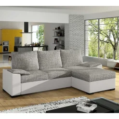 Wohnen Schlafsofas*L-Schlafsofa in Beigegrau und Weiß - Mallorca