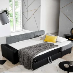 Wohnen Schlafsofas*L-Schlafsofa in Beigegrau und Weiß - Mallorca