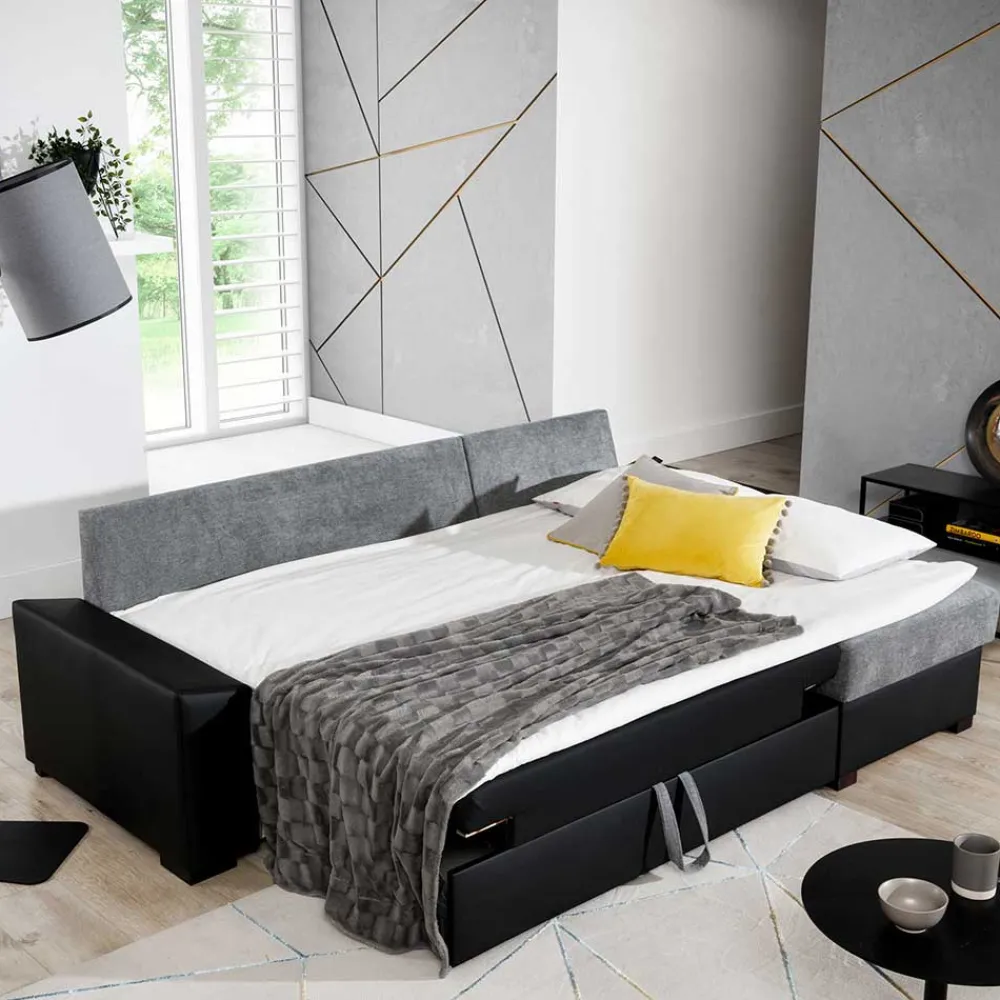 Wohnen Schlafsofas*L-Schlafsofa in Beigegrau und Weiß - Mallorca