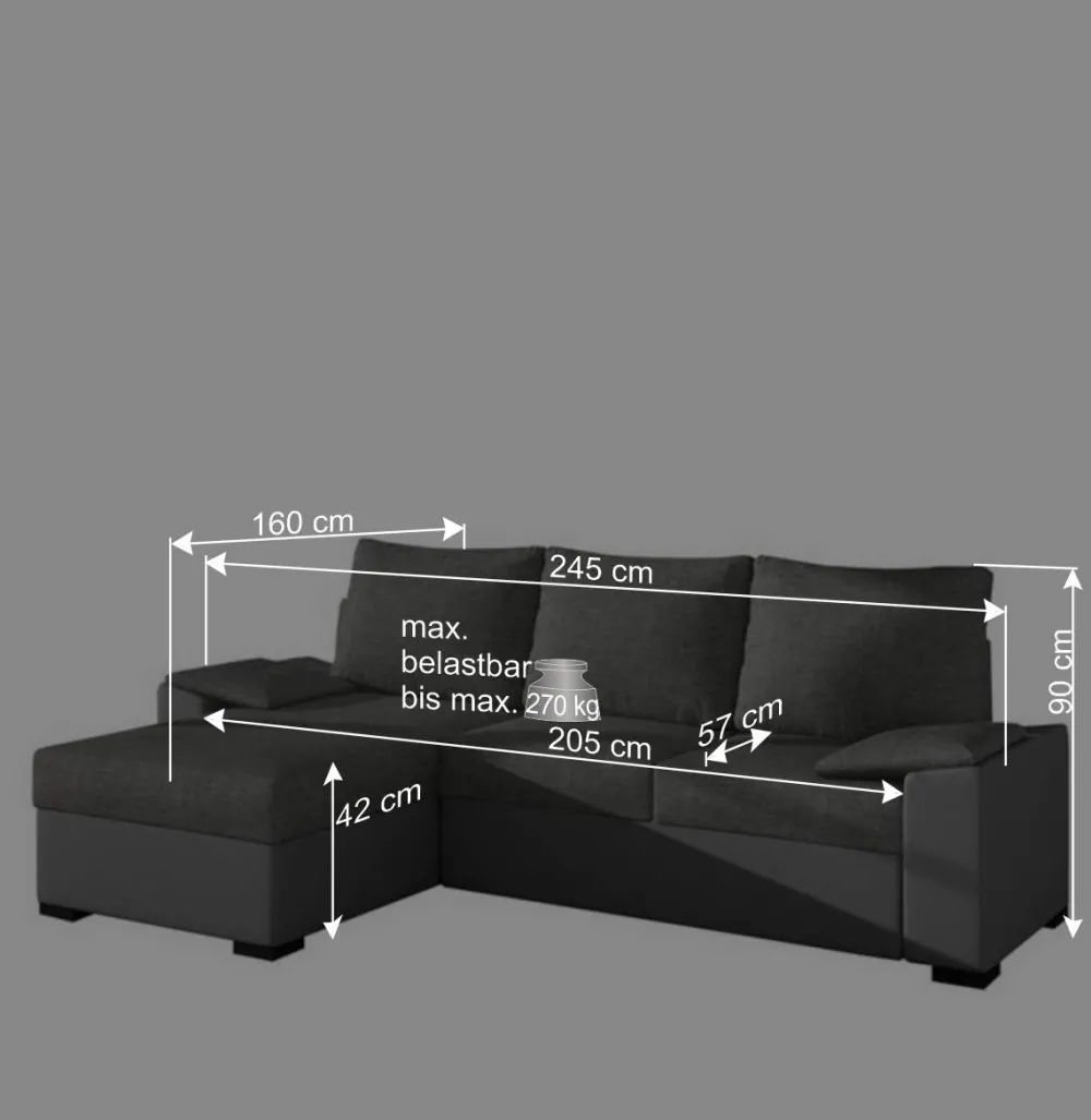 Wohnen Schlafsofas*L-Schlafsofa in Beigegrau und Weiß - Mallorca