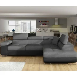 Wohnen Schlafsofas*L-Schlafsofa in Grau und Schwarz - Vichada