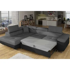 Wohnen Schlafsofas*L-Schlafsofa in Grau und Schwarz - Vichada