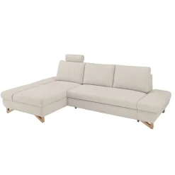 Wohnen Schlafsofas*L-Sofa mit Schlaffunktion in Creme & Buche - Baonga