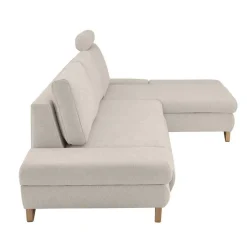 Wohnen Schlafsofas*L-Sofa mit Schlaffunktion in Creme & Buche - Baonga