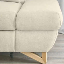 Wohnen Schlafsofas*L-Sofa mit Schlaffunktion in Creme & Buche - Baonga