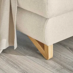 Wohnen Schlafsofas*L-Sofa mit Schlaffunktion in Creme & Buche - Baonga