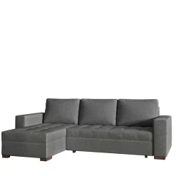 Wohnen Schlafsofas*L-Sofa Schlafcouch in Dunkelgrau Stoff - Planet