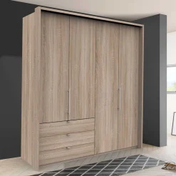 Wohnen 2m breiter Gleittüren-Schrank mit drei Schubladen - Zayun