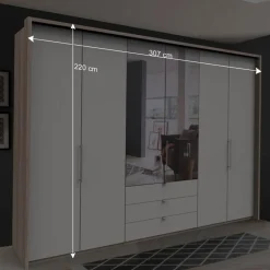 Wohnen 3m Topp Kleiderschrank 3-türig mit Spiegel - Vaclyn