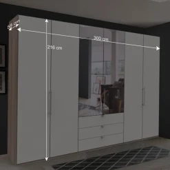 Wohnen 3m Topp Kleiderschrank 3-türig mit Spiegel - Vaclyn