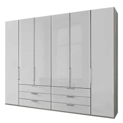 Wohnen 3m 4-türiger Kleiderschrank in Weiß Glasfront - Cara