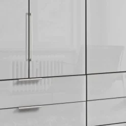 Wohnen 3m 4-türiger Kleiderschrank in Weiß Glasfront - Cara