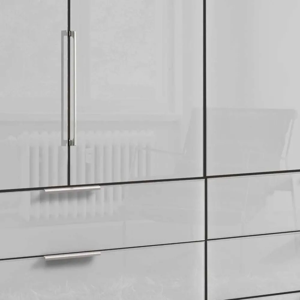 Wohnen 3m 4-türiger Kleiderschrank in Weiß Glasfront - Cara