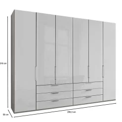 Wohnen 3m 4-türiger Kleiderschrank in Weiß Glasfront - Cara