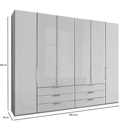 Wohnen 3m 4-türiger Kleiderschrank in Weiß Glasfront - Cara