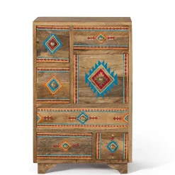 Wohnen Landhausmöbel|Kommoden*Mangoholz Kommode mit Ethno Ornamenten - Linall