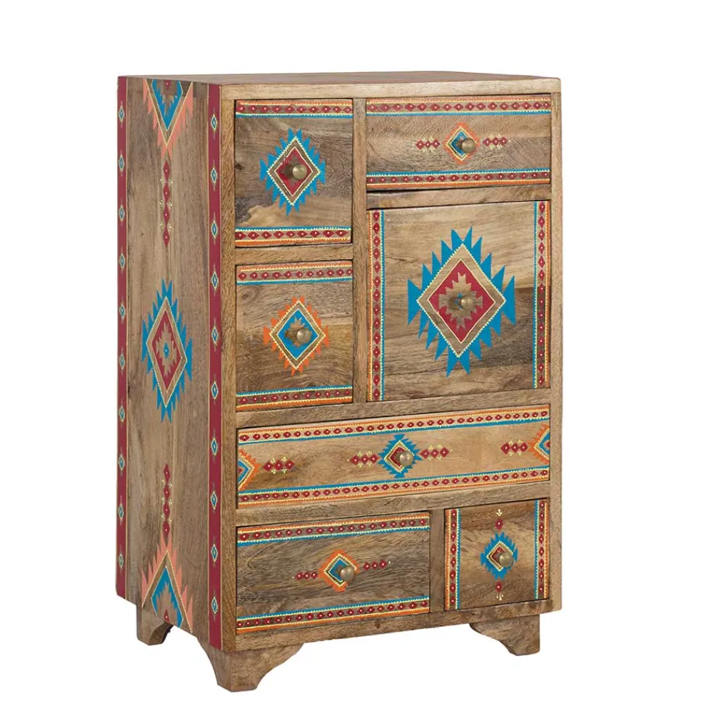 Wohnen Landhausmöbel|Kommoden*Mangoholz Kommode mit Ethno Ornamenten - Linall