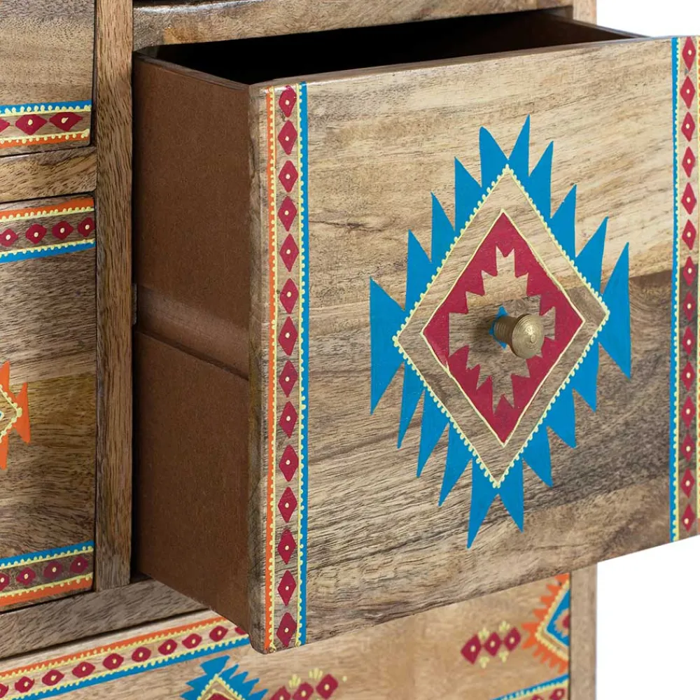 Wohnen Landhausmöbel|Kommoden*Mangoholz Kommode mit Ethno Ornamenten - Linall