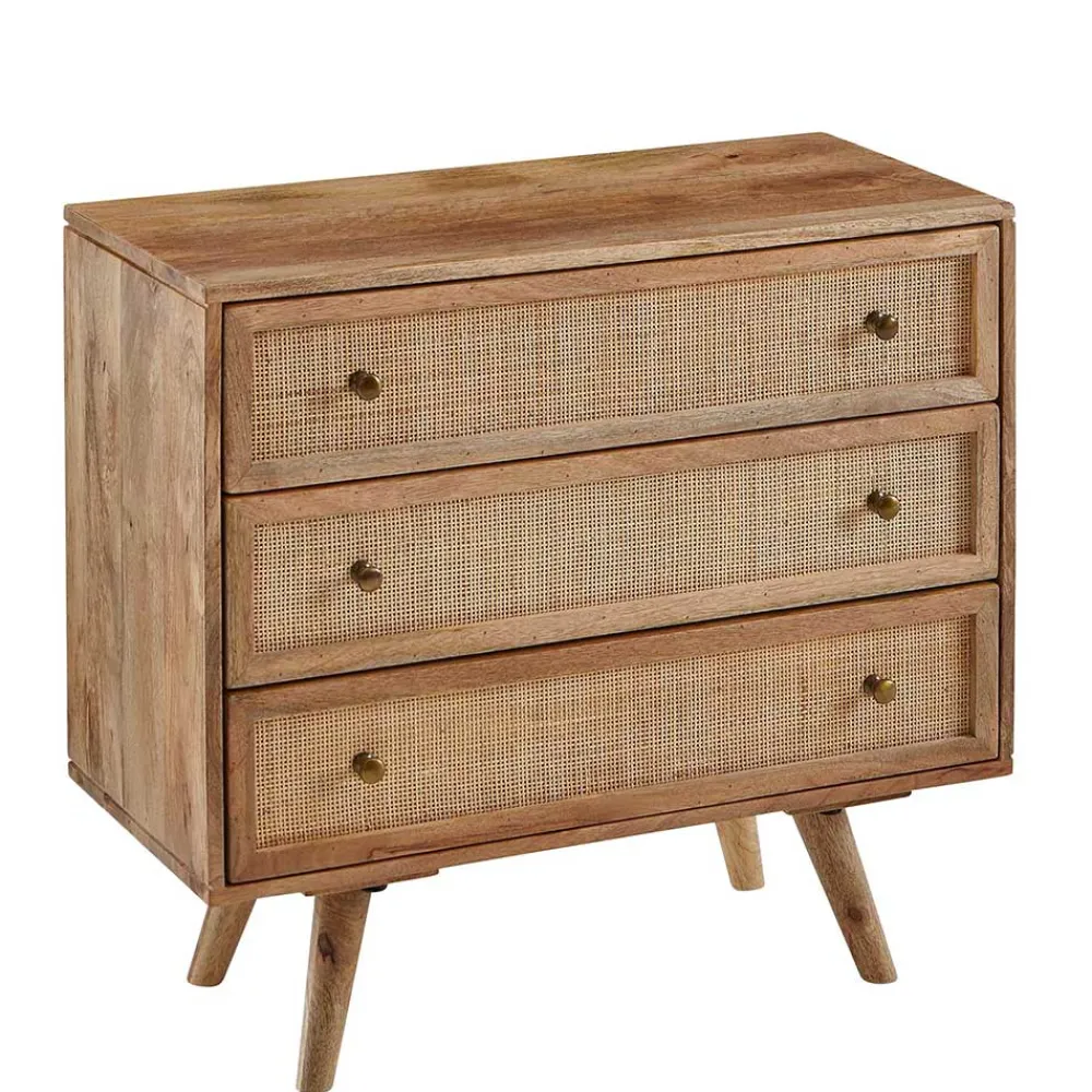 Wohnen Rattanmöbel|Flurkommoden*Mangoholz Kommode mit Rattan Geflecht Fronten - Kanados
