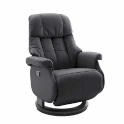 Wohnen Sessel & Hocker|Sessel*Manuell verstellbarer Ledersessel in Schwarz Vorena auf Tellergestell