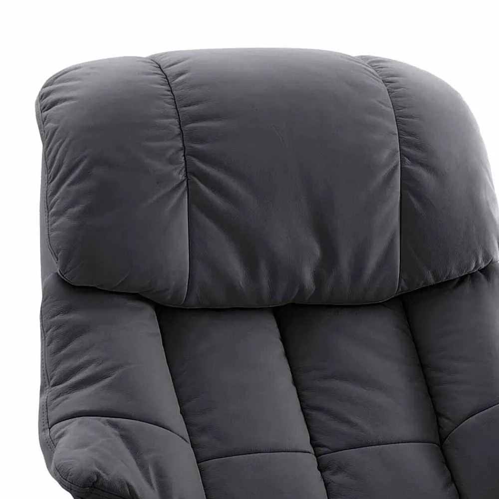 Wohnen Sessel & Hocker|Sessel*Manuell verstellbarer Ledersessel in Schwarz Vorena auf Tellergestell