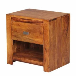 Wohnen Markanter Nachttisch Hoslo aus Holz massiv