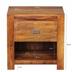 Wohnen Markanter Nachttisch Hoslo aus Holz massiv