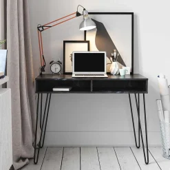 Wohnen Bürotische*Marmor Optik Schreibtisch in Schwarz - Siamta