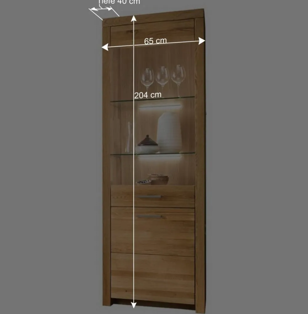 Wohnen Massive Holzvitrine aus geölter Wildeiche - Loitons