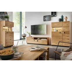 Wohnen Wohnwände|Wohnwand*Massive Wohnzimmereinrichtung mit LED - Xeddos (dreiteilig)