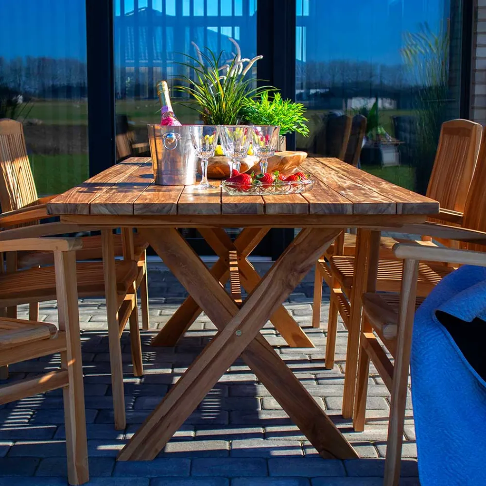 Wohnen Massiver Gartentisch aus Teak Recyclingholz - Mailandro