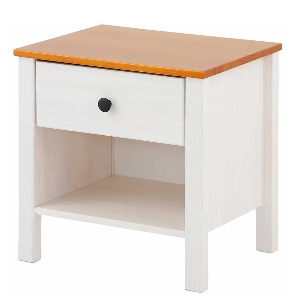 Wohnen Landhausmöbel|Nachttische*Massiver Nachttisch mit Fach & Schublade - Ucledia