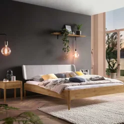 Wohnen Graue Möbel|Naturholzmöbel*Massives Bettgestell aus Wildeiche geölt - Babechi