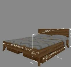 Wohnen Massives Wildeiche Bett mit Schubladen - Eavy I