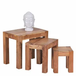 Wohnen Massivholzmöbel|Küchentische*Massivholz Beistelltische Vislan im Set (dreiteilig)