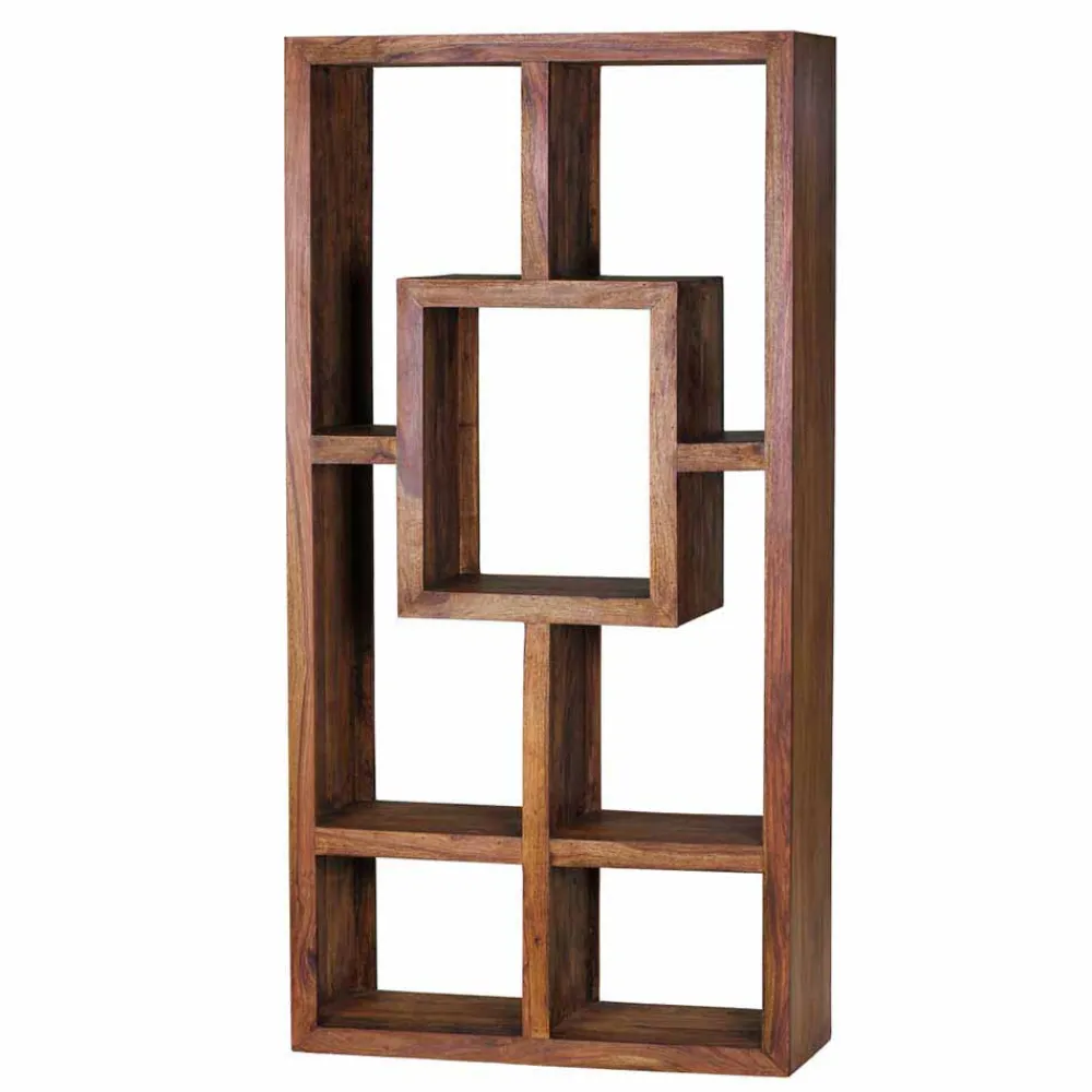 Wohnen Massivholz Design Standregal Hoslo aus Sheesham klar lackiert