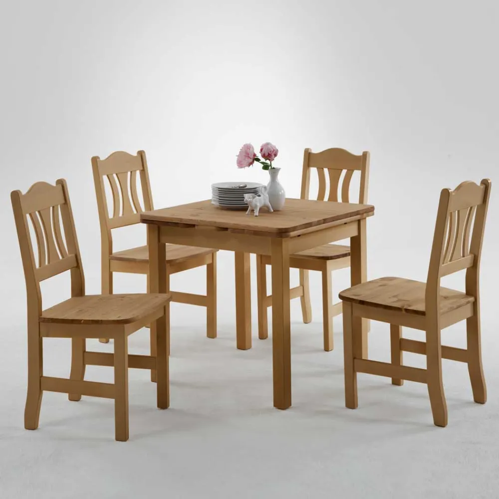 Wohnen Esszimmer Komplett|Sitzgruppe*Massivholz Essgruppe Laticosia aus Kiefer (fünfteilig)