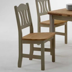 Wohnen Massivholzmöbel|Landhausmöbel*Massivholz Esszimmerstuhl Seramya in Grau (2er Set)