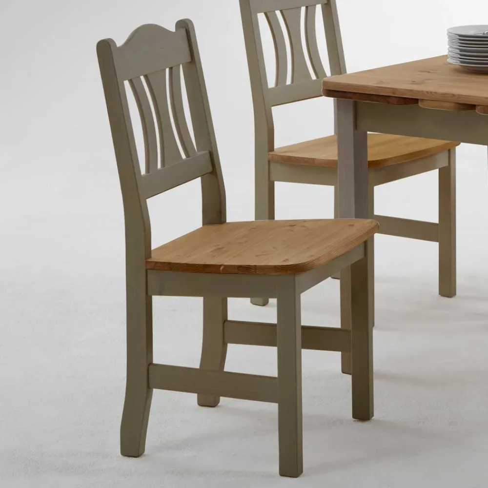 Wohnen Massivholzmöbel|Landhausmöbel*Massivholz Esszimmerstuhl Seramya in Grau (2er Set)
