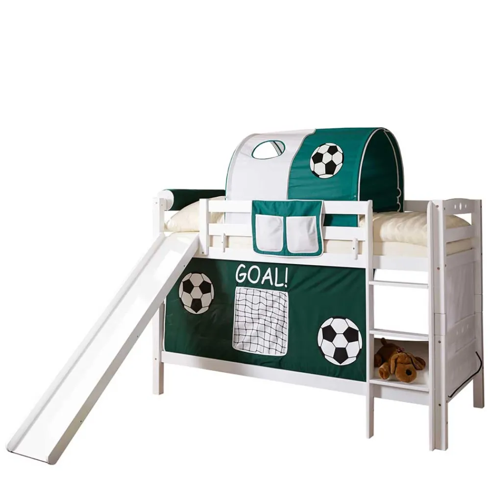 Wohnen Kindermöbel|Kinderbetten*Massivholz Etagenbett mit Rutsche in Weiß - Podlan