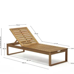 Wohnen Massivholz Gartenliege mit verstellbarem Kopfteil - Paddock