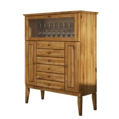 Wohnen Esszimmerschränke|Highboards*Massivholz Highboard Masdamos mit Glasklappe