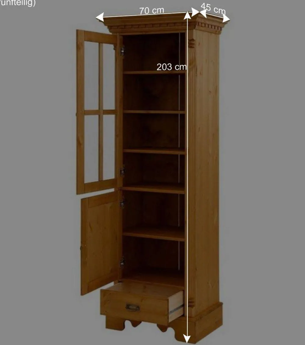 Wohnen Massivholz Landhausvitrine gebeizt & geölt - Fausanda