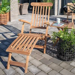 Wohnen Korbmöbel|Rattan-Gartenmöbel*Massivholz Outdoor Deckchair aus Teak - Zavamanco