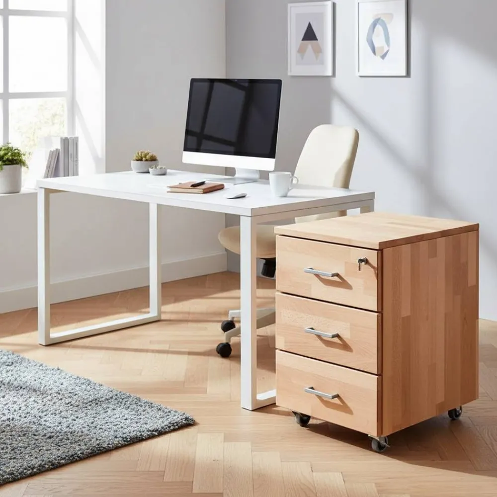 Wohnen Rollcontainer*Massivholz Rollcontainer aus Buche - Bash