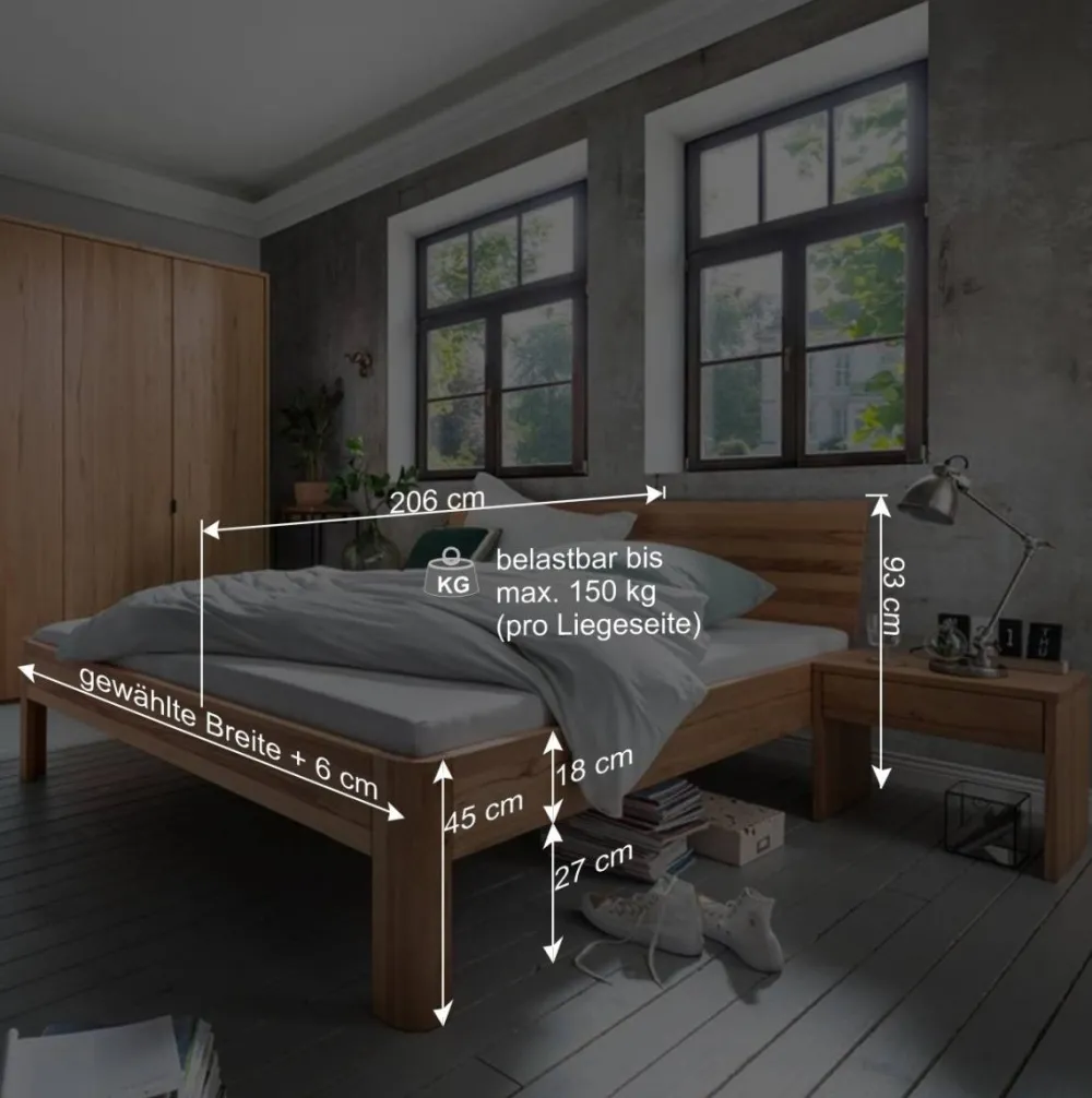 Wohnen Massivholz Schlafzimmer komplett - Izmaldon (vierteilig)